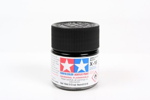 Tamiya - Mini Acrylic X-18 Semi Gloss Black 10 ml