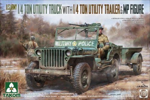 Takom - U.S. Army 1/4 ton utility truck with 1/4 ton utility trailer  MP figure