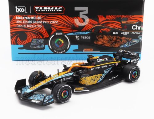 Tarmac - McLAREN F1  MCL36 TEAM MCLAREN N 3 ABU DHABI GP 2022 DANIEL RICCIARDO ORANGE LIGHT BLUE