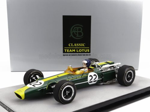 Tecnomodel - LOTUS F1  43 TEAM LOTUS N 22 MONZA ITALY GP (with pilot figure) 1966 JIM CLARK BRITISH RACING GREEN YELLOW