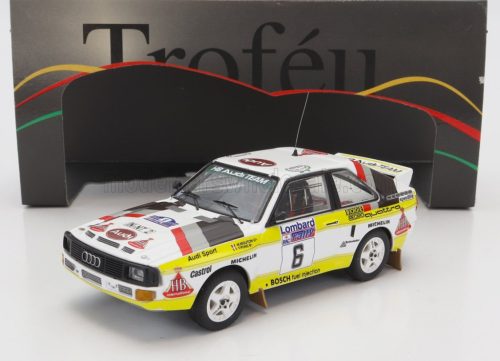 Trofeu - AUDI QUATTRO SPORT TEAM HB N 6 RALLY RAC LOMBARD 1984 M.MOUTON - F.PONS WHITE YELLOW BROWN