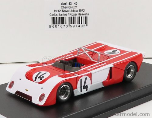 Trofeu - Chevron B21 N 14 Winner 6H Nova Lisboa 1972 C.Santos - R.Heavens Red White