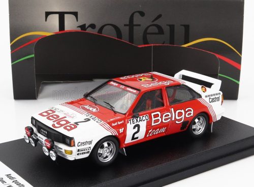 Trofeu - AUDI QUATTRO (night version) TEAM BELGA N 2 WINNER RALLY BOUCLES DE SPA 1983 MARC DUEZ - WILLY LUX RED WHITE