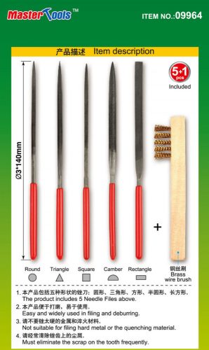 Trumpeter - Assorted needle files set (Middle-Toothed, 5pcs) 3*140mm