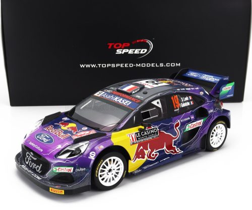 TrueScale - FORD ENGLAND PUMA RALLY1 RED BULL TEAM FORD WORLD RALLY M-SPORT N 19 WINNER RALLY MONTECARLO 2022 S.LOEB - I.GALMICHE PURPLE YELLOW BLACK