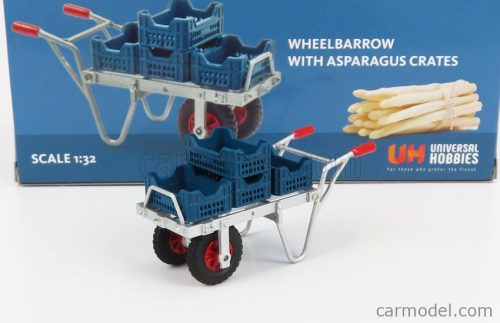 Universal Hobbies - Accessories Wheelbarrow With 4X Asparagus Crates Silver Blue