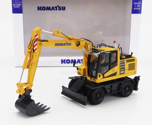 Universal Hobbies - KOMATSU PW180 ESCAVATORE GOMMATO - TRACTOR EXCAVATOR YELLOW BLACK