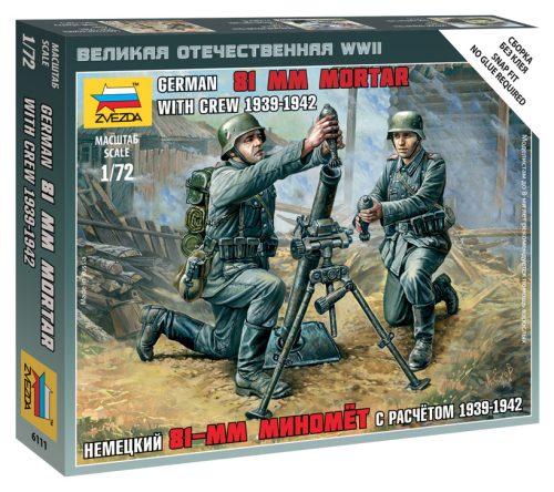 Zvezda - German 81 mm Mortar with Crew 1939-1942 1:72 (6111)