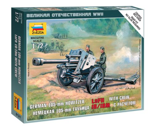 Zvezda - German 105 Mm Howitzer Lefh-18 With Crew (6121)