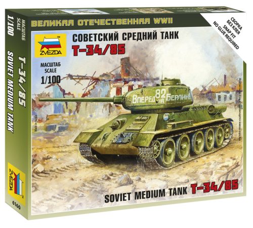 Zvezda - Soviet Tank T-34/85 Military Small Sets 1:100 (6160)